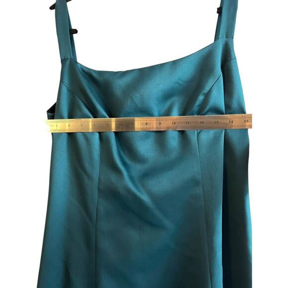 Vintage Masliyah Nusbaum Satin Turquoise Gown Evening Dress Formal Strapless - Picture 6 of 10